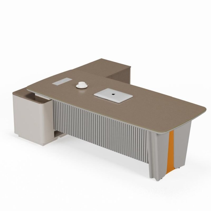 Modern executive office desk in oak khaki finish for professional workspace