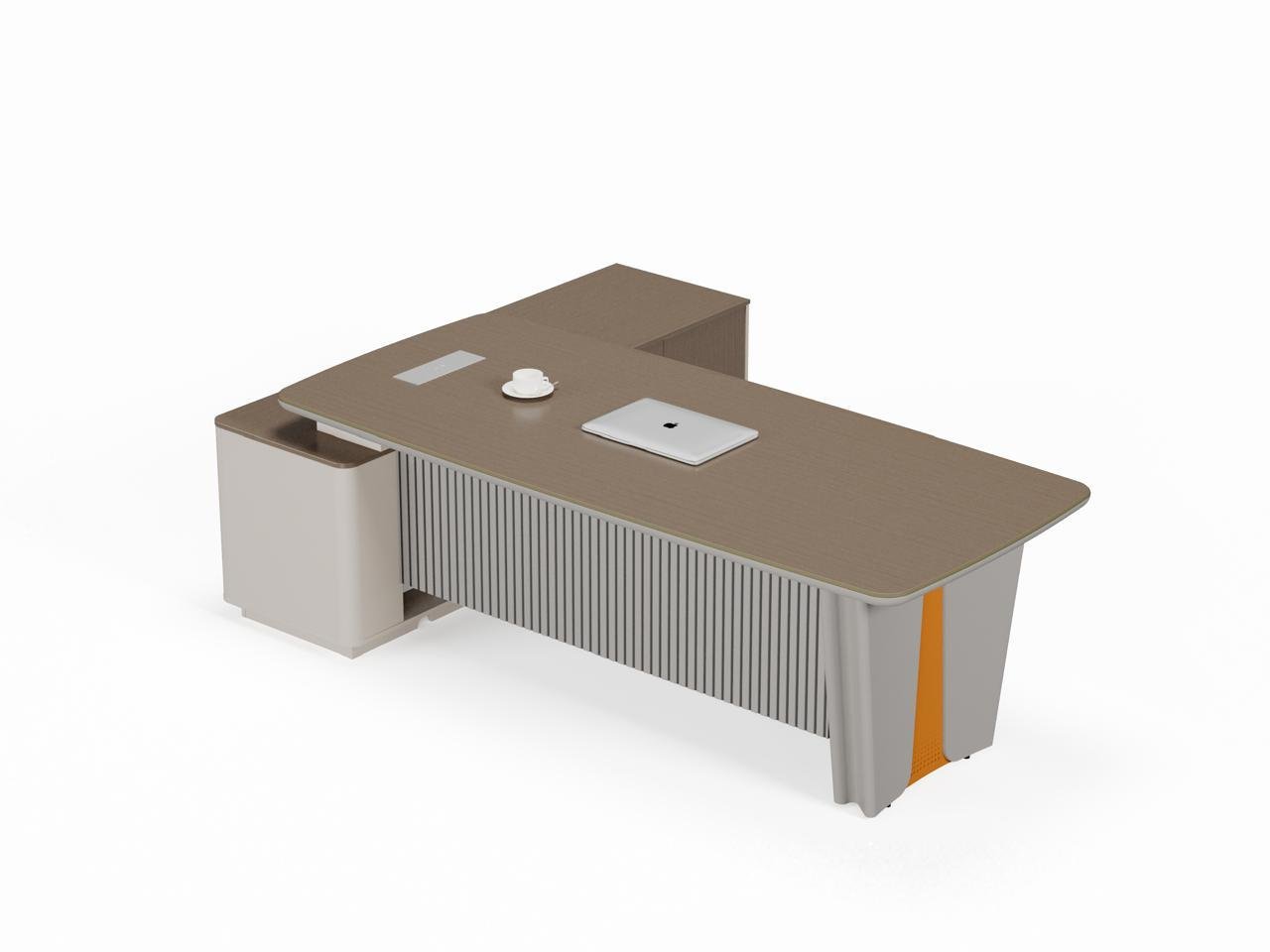 Modern Executive Office Desk Oak Khaki Modern executive office desk in oak khaki finish for professional workspace