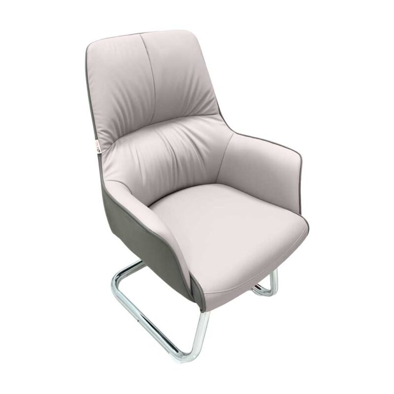 Luxury visitor office chair with medium back and chrome sled base