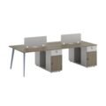 4-person office workstation with Metal legs and Lockable Drawer