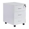 3 Drawer Mobile File Cabinet White
