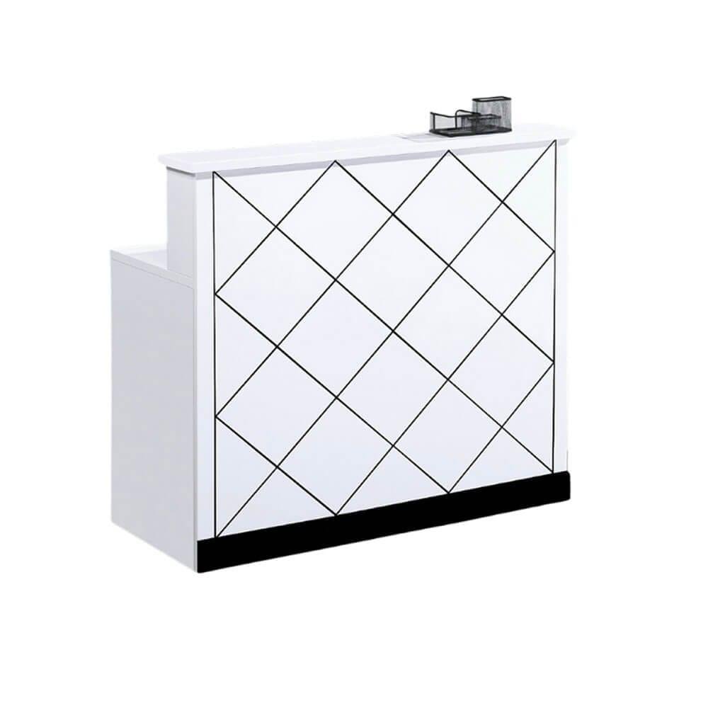 white-reception-desk2323.jpg Diamond Front Modern Reception Desk – White Gloss Finish - Image 1