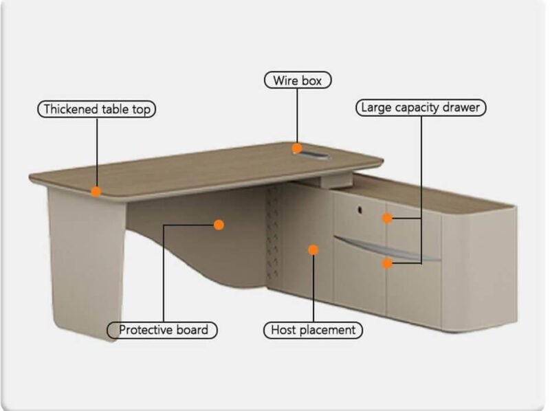 Modern Manager Office Table with Side Drawer - Image 2